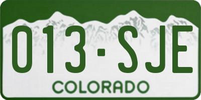 CO license plate 013SJE