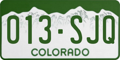 CO license plate 013SJQ