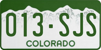 CO license plate 013SJS