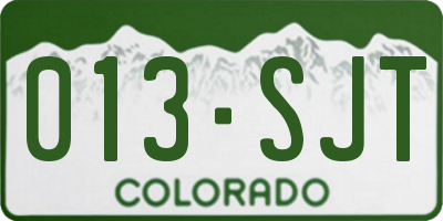 CO license plate 013SJT