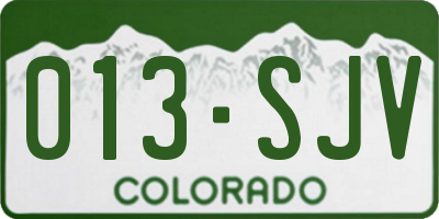 CO license plate 013SJV