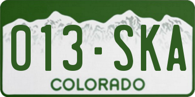 CO license plate 013SKA
