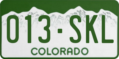 CO license plate 013SKL