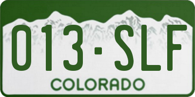 CO license plate 013SLF