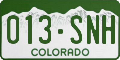 CO license plate 013SNH