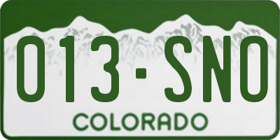 CO license plate 013SNO