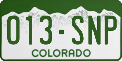 CO license plate 013SNP