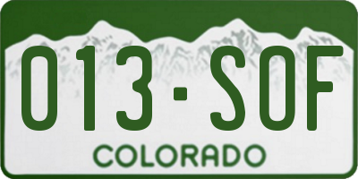CO license plate 013SOF