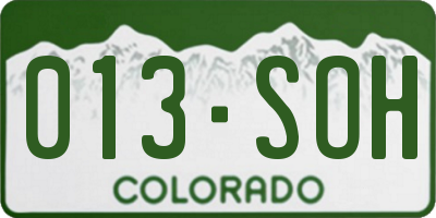 CO license plate 013SOH