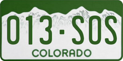 CO license plate 013SOS