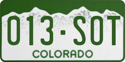 CO license plate 013SOT