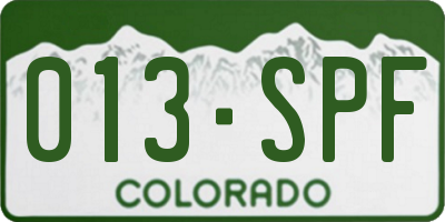 CO license plate 013SPF