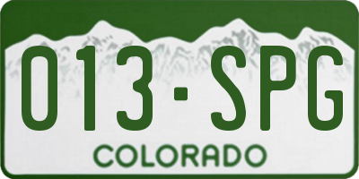 CO license plate 013SPG