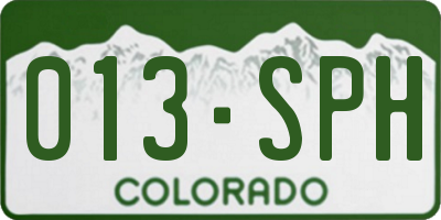 CO license plate 013SPH