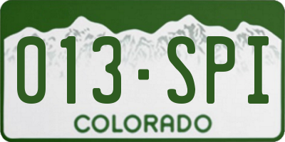 CO license plate 013SPI
