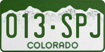 CO license plate 013SPJ
