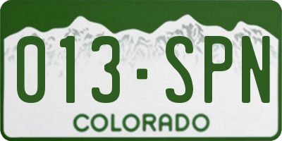 CO license plate 013SPN