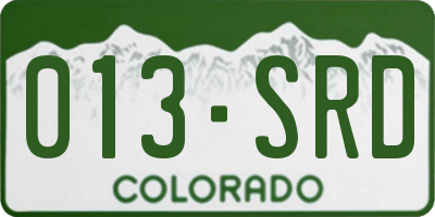 CO license plate 013SRD