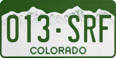 CO license plate 013SRF