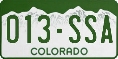 CO license plate 013SSA