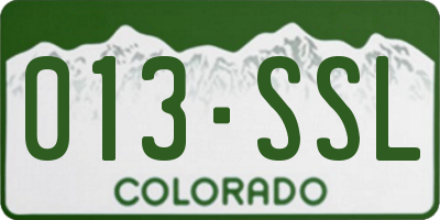 CO license plate 013SSL