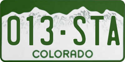 CO license plate 013STA