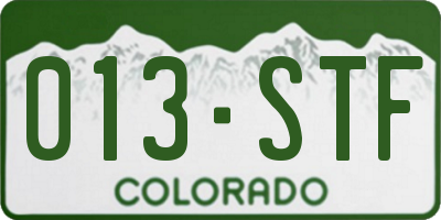 CO license plate 013STF