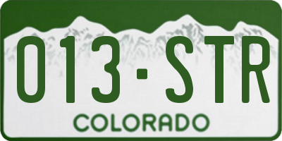CO license plate 013STR