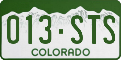 CO license plate 013STS
