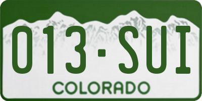 CO license plate 013SUI