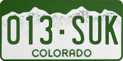 CO license plate 013SUK
