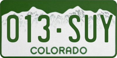 CO license plate 013SUY