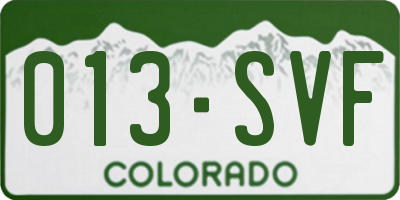 CO license plate 013SVF