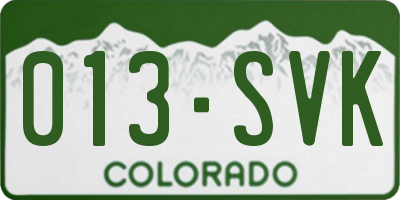 CO license plate 013SVK