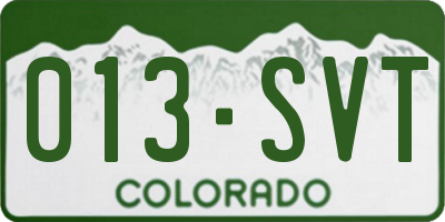 CO license plate 013SVT