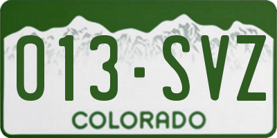 CO license plate 013SVZ