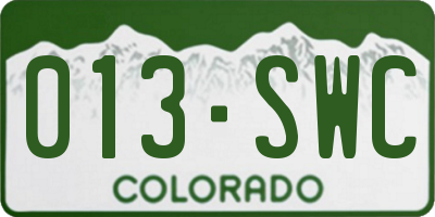CO license plate 013SWC