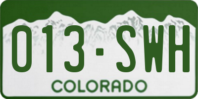 CO license plate 013SWH