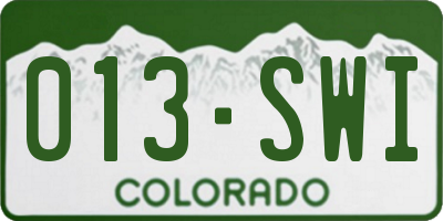 CO license plate 013SWI