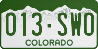 CO license plate 013SWO