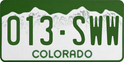CO license plate 013SWW