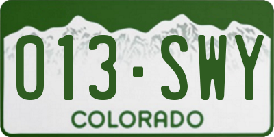 CO license plate 013SWY