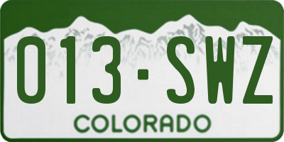 CO license plate 013SWZ