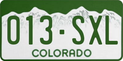 CO license plate 013SXL