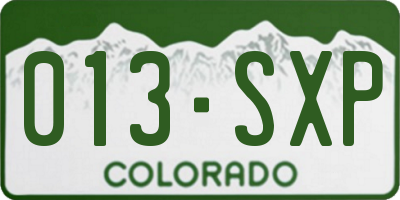 CO license plate 013SXP