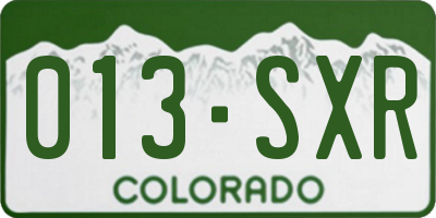 CO license plate 013SXR