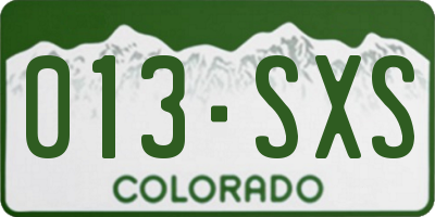CO license plate 013SXS