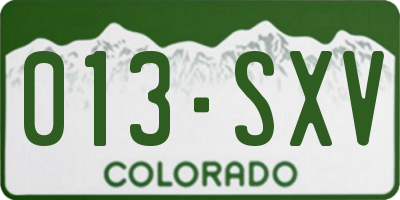CO license plate 013SXV