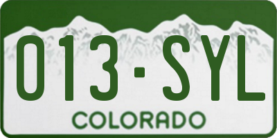 CO license plate 013SYL
