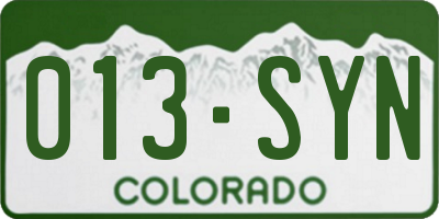 CO license plate 013SYN